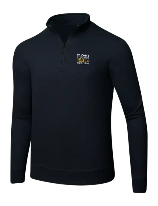 Jet Black 8.5 oz Ring Spun 1/4 Zip Pullover Sweatshirt w/St. John's 150+ Logo