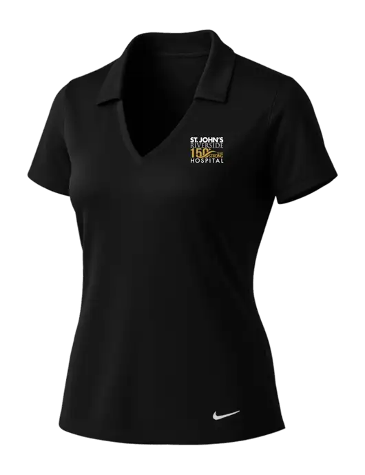 NIKE Black Womens Dri-Fit Vertical Mesh Polo w/St. John's 150+ Logo