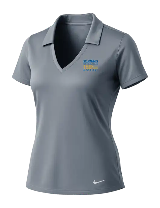 NIKE Medium Grey Womens Dri-Fit Vertical Mesh Polo w/St. John's 150+ Logo
