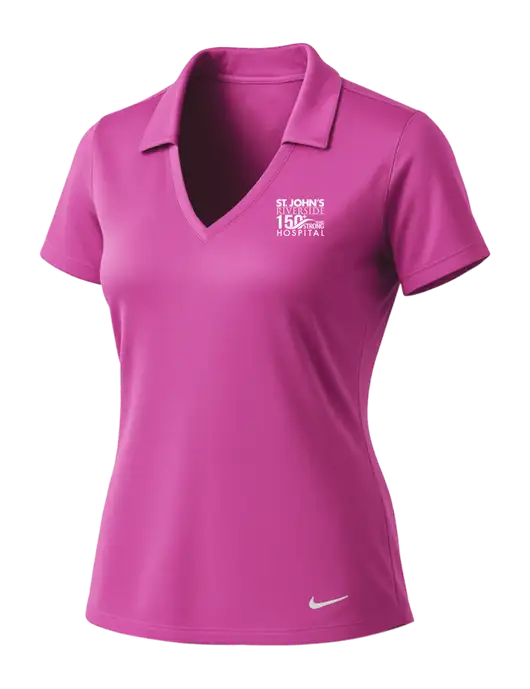 NIKE Pink Fire Womens Dri-Fit Vertical Mesh Polo w/St. John's 150+ Logo