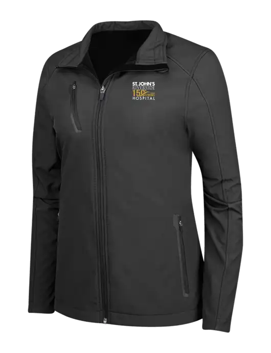 Black Womens Welded Softshell Jacket w/St. John's 150+ Logo