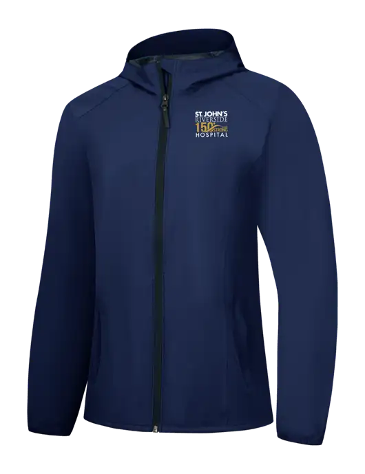 Womens Navy Essential Rain Jacket w/St. John's 150+ Logo
