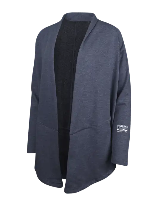 Estate Blue Heather/Charcoal Heather Womens Interlock Cardigan w/St. John's Riverside Logo