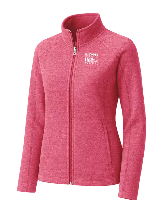 Fuchsia Heather Womens Heather Microfleece Full-Zip Jacket w/St. John's 150+ Logo