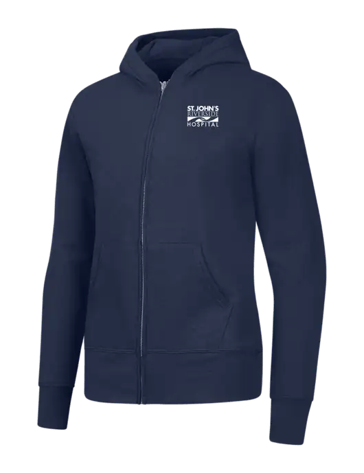 Navy Womens Core Fleece Full-Zip Hooded Sweatshirt w/St. John's Riverside Logo