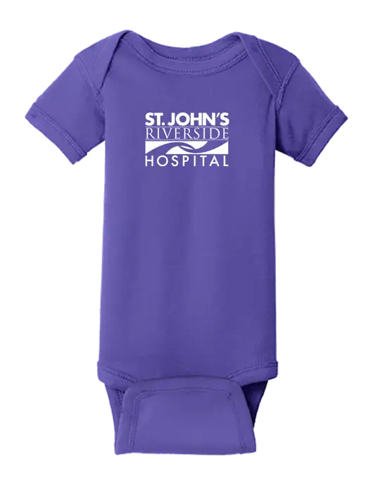 Rabbit Skins Purple Infant Short Sleeve Baby Rib Bodysuit w/St. John's Riverside Logo