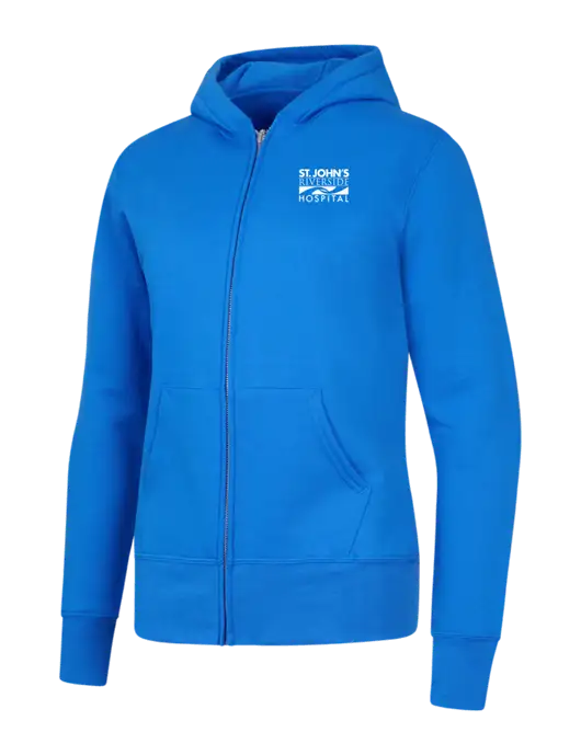 Royal Womens Core Fleece Full-Zip Hooded Sweatshirt w/St. John's Riverside Logo