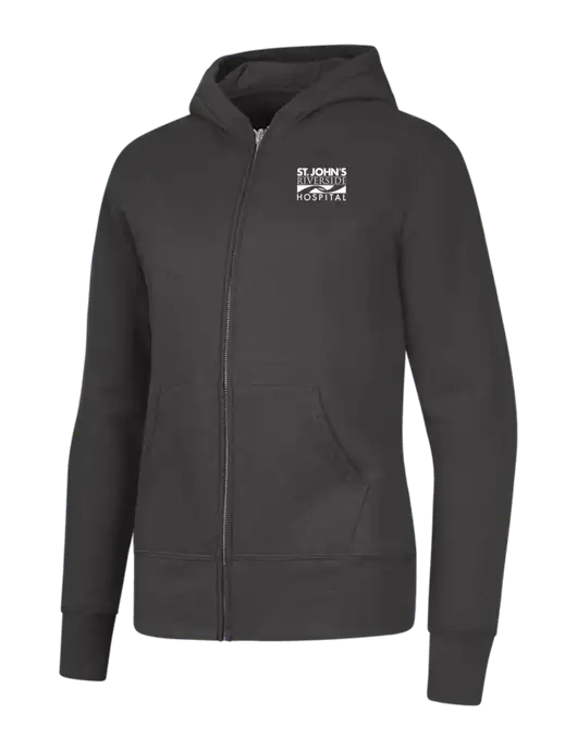Charcoal Womens Core Fleece Full-Zip Hooded Sweatshirt w/St. John's Riverside Logo