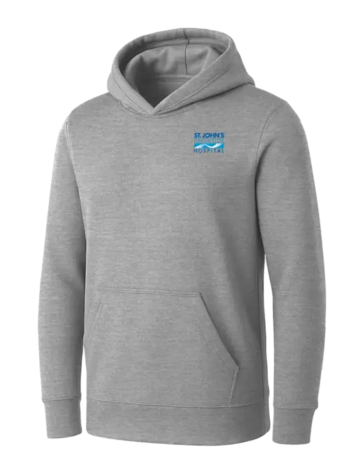 Womens Light Grey Heather Core Fleece Pullover Hooded Sweatshirt w/St. John's Riverside Logo