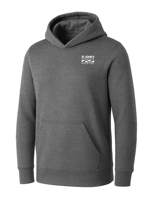 Womens Medium Grey Heather Core Fleece Pullover Hooded Sweatshirt w/St. John's Riverside Logo