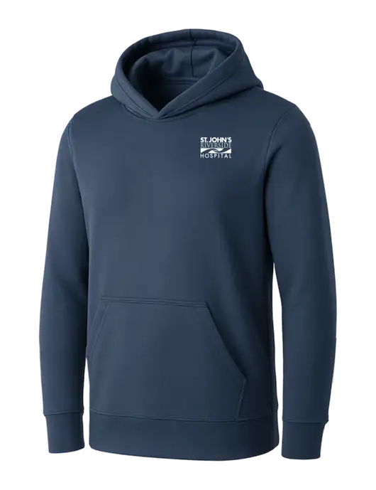 Womens Navy Core Fleece Pullover Hooded Sweatshirt w/St. John's Riverside Logo