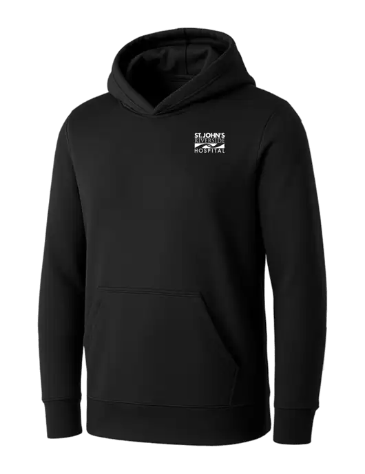 Womens Black Core Fleece Pullover Hooded Sweatshirt w/St. John's Riverside Logo