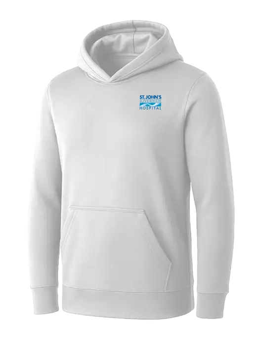 Womens White Core Fleece Pullover Hooded Sweatshirt w/St. John's Riverside Logo