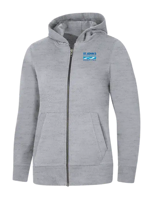 Womens Light Grey Heather Re-Fleece Full-Zip Hoodie w/St. John's Riverside Logo