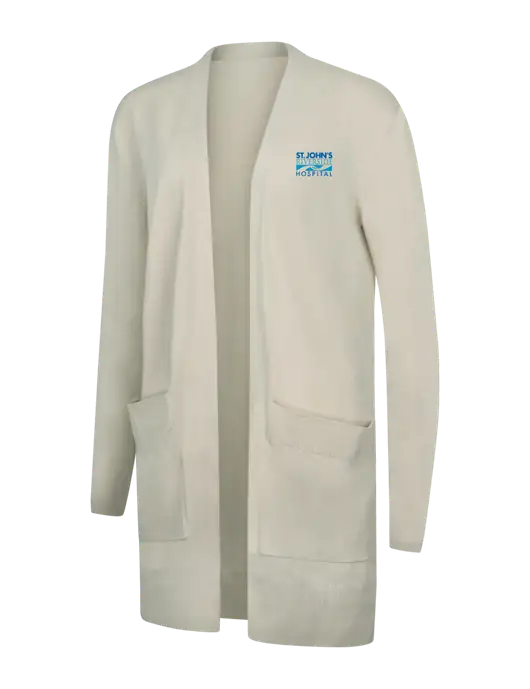 Mercer+Mettle Womens Ivory Open Front Cardigan Sweater w/St. John's Riverside Logo