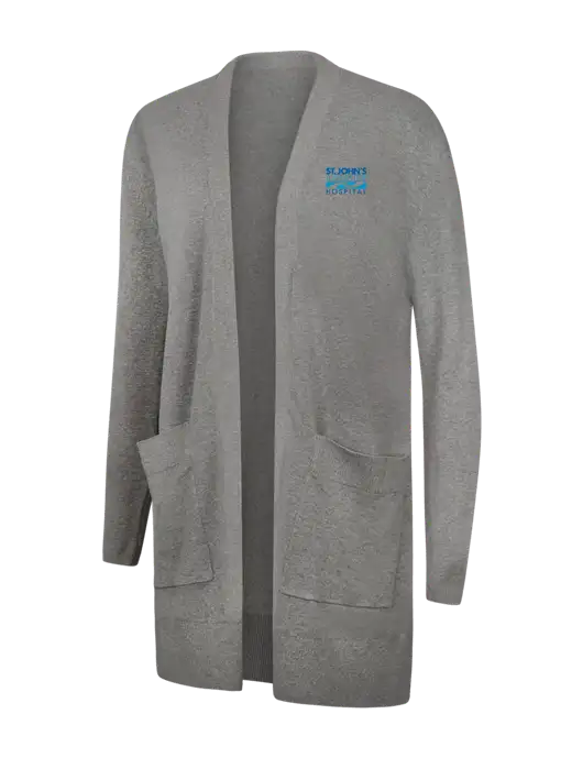 Mercer+Mettle Womens Light Grey Heather Open Front Cardigan Sweater w/St. John's Riverside Logo