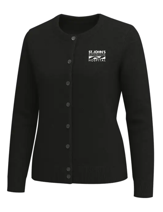 Brooks Brothers Womens Black Washable Merino Cardigan Sweater w/St. John's Riverside Logo