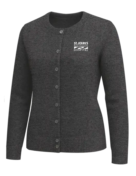 Brooks Brothers Womens Dark Grey Heather Washable Merino Cardigan Sweater w/St. John's Riverside Logo