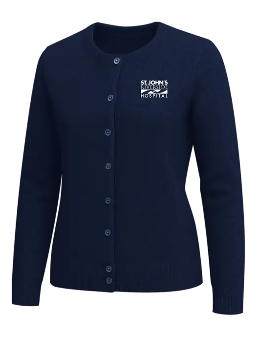 Brooks Brothers Womens Navy Washable Merino Cardigan Sweater w/St. John's Riverside Logo