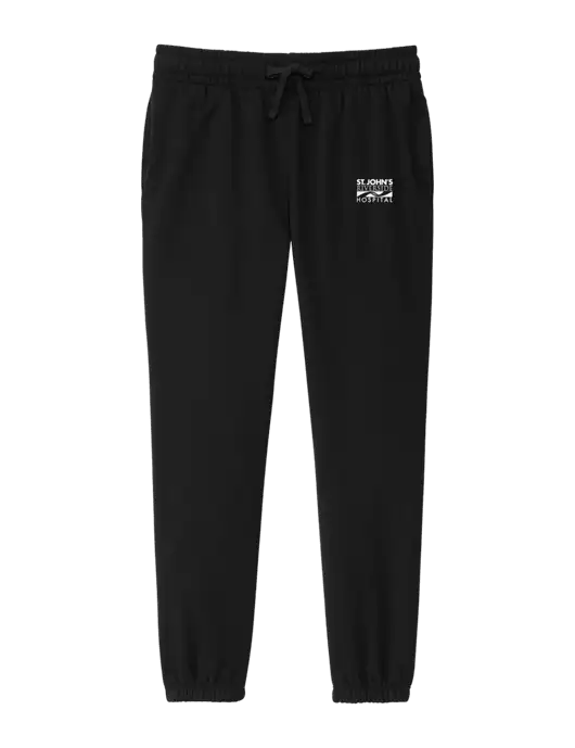 District Womens Black Fleece Sweatpants w/St. John's Riverside Logo