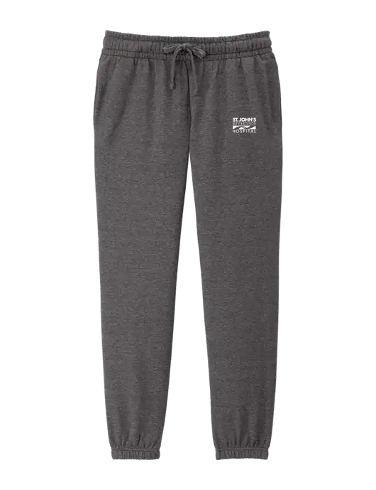 District Womens Heathered Charcoal Fleece Sweatpants w/St. John's Riverside Logo
