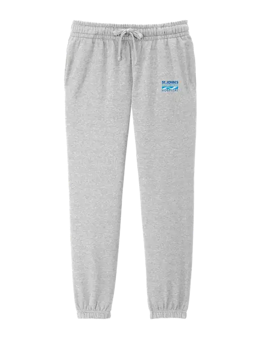 District Womens Light Heather Grey Fleece Sweatpants w/St. John's Riverside Logo