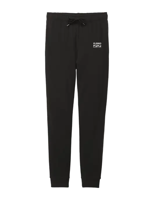 District Womens Black Mid-Rise Fleece Jogger w/St. John's Riverside Logo