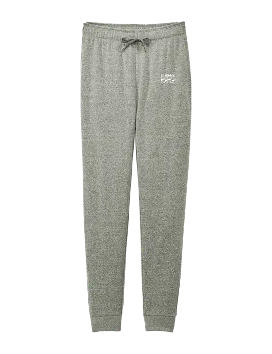 District Womens Dark Medium Grey Mid-Rise Fleece Jogger w/St. John's Riverside Logo