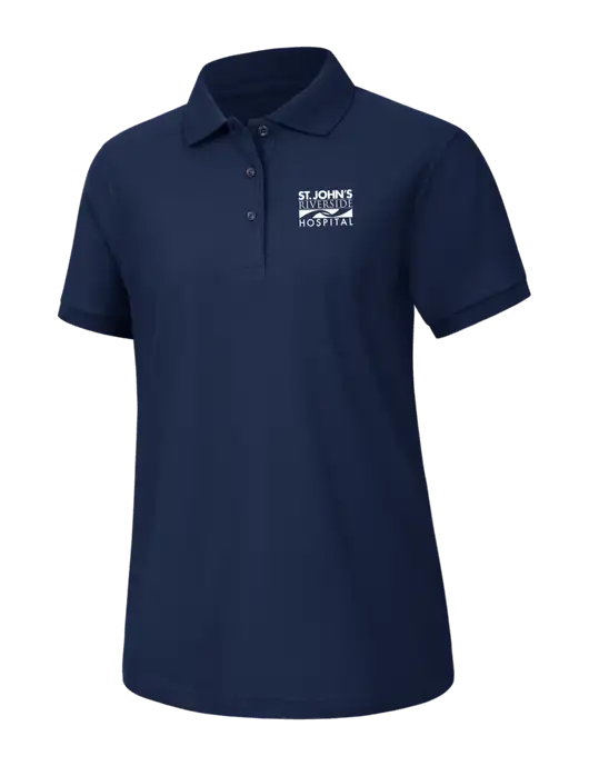 Womens Navy Silk Touch Polo w/St. John's Riverside Logo