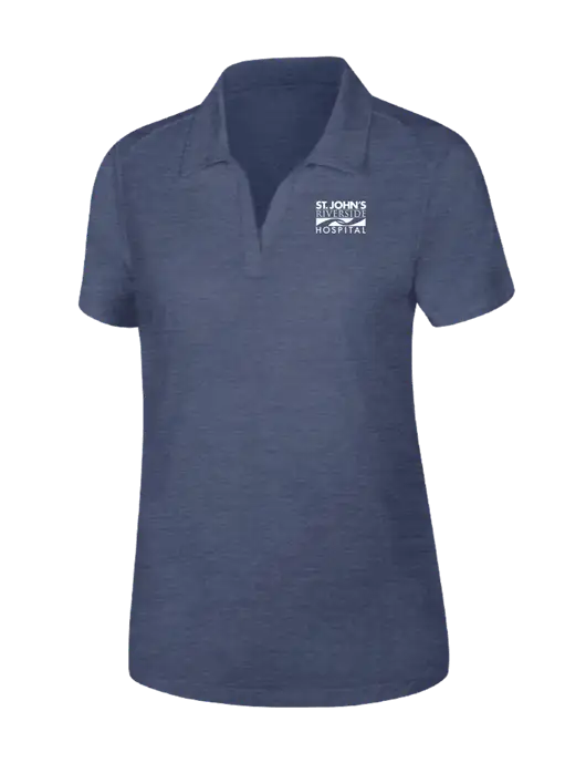 Navy Heather Womens PosiCharge Tri-Blend Wicking Polo w/St. John's Riverside Logo