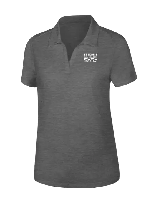 Dark Grey Heather Womens PosiCharge Tri-Blend Wicking Polo w/St. John's Riverside Logo
