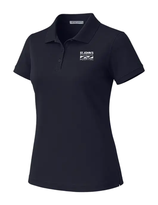 All Cotton Womens Dark Navy Polo w/St. John's Riverside Logo