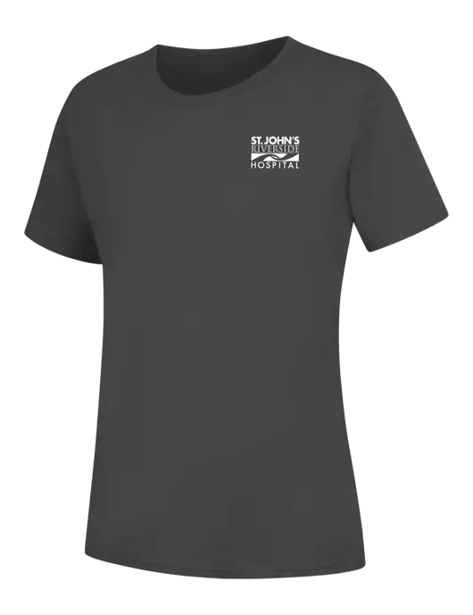 Womens Charcoal Core Blend Tee w/St. John's Riverside Logo
