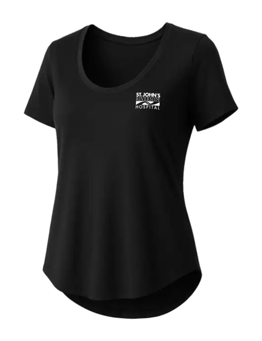 Mercer+Mettle Womens Black Stretch Jersey Relaxed Scoop w/St. John's Riverside Logo