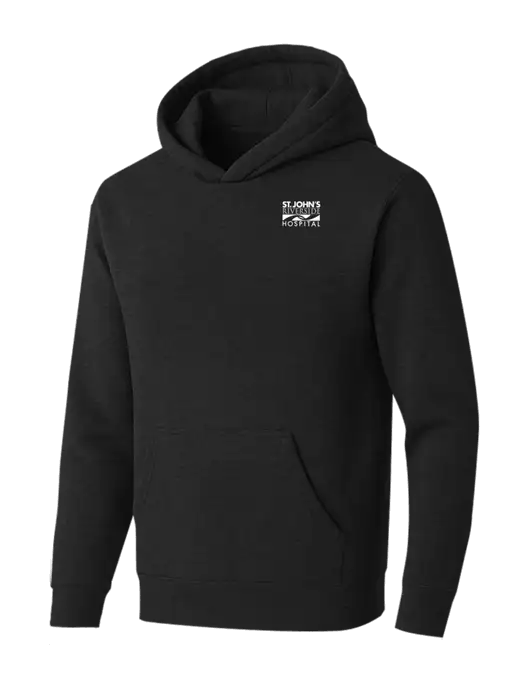 BELLA+CANVAS Black Heather Sponge Fleece Pullover Hoodie w/St. John's Riverside Logo