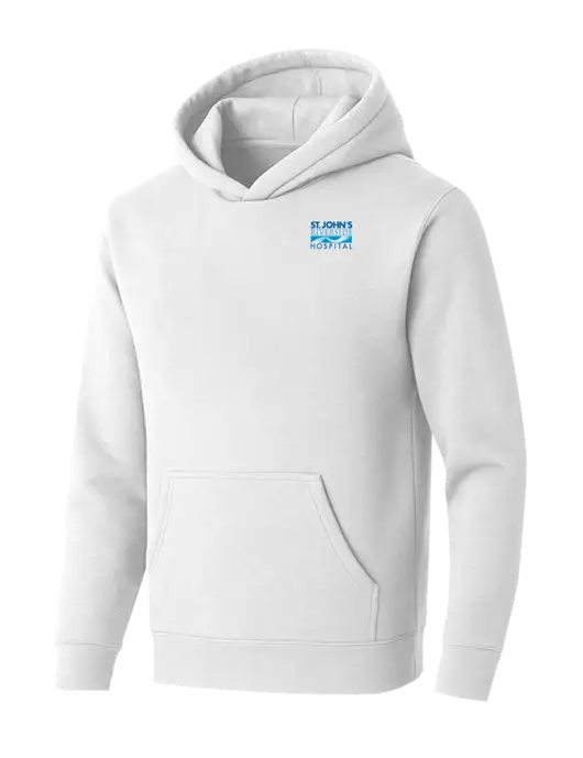 BELLA+CANVAS Heathered White Sponge Fleece Pullover Hoodie w/St. John's Riverside Logo