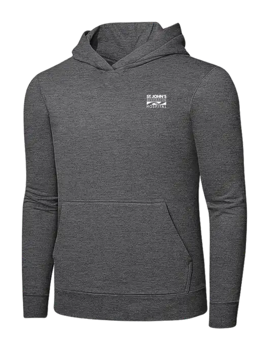 Graphite Heather 7.8. oz Ring Spun Hooded Sweatshirt w/St. John's Riverside Logo