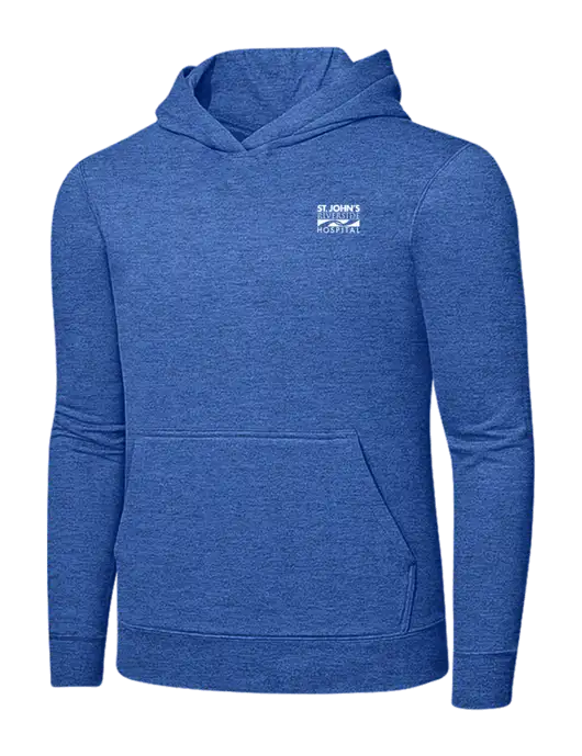Heather Royal 7.8. oz Ring Spun Hooded Sweatshirt w/St. John's Riverside Logo
