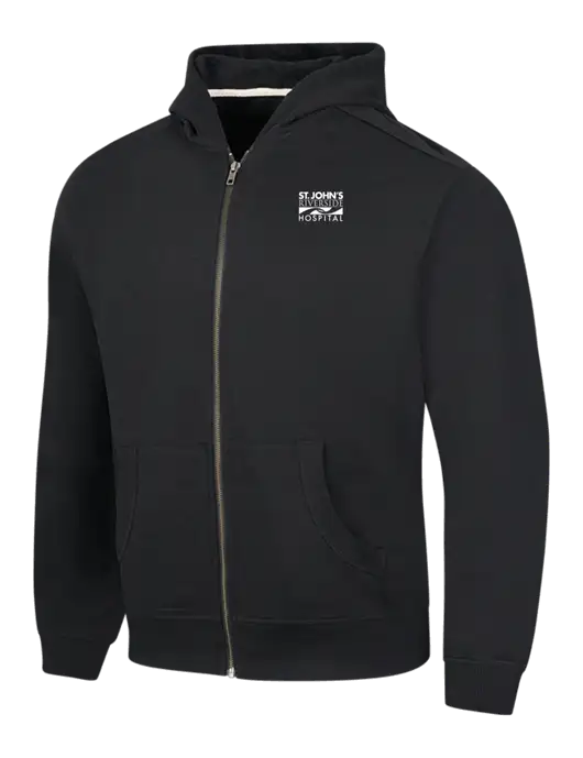 Black Re-Fleece Full-Zip Hoodie w/St. John's Riverside Logo