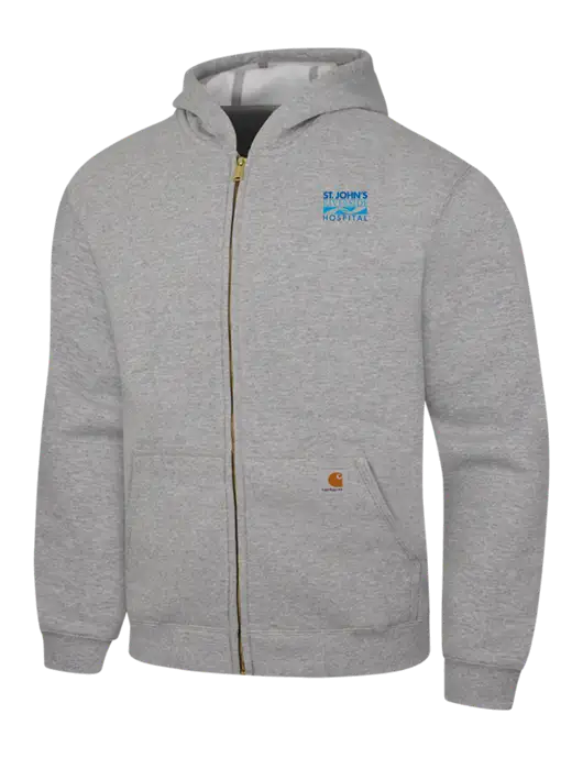 Carhartt Light Grey Heather Midweight Hooded Zip-Front Sweatshirt w/St. John's Riverside Logo