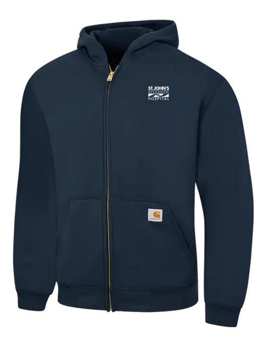Carhartt Navy Midweight Hooded Zip-Front Sweatshirt w/St. John's Riverside Logo