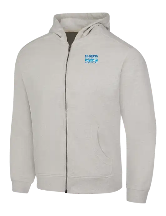 Very Light Grey Heather Re-Fleece Full-Zip Hoodie w/St. John's Riverside Logo