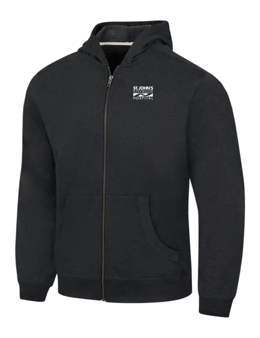 Charcoal Heather Re-Fleece Full-Zip Hoodie w/St. John's Riverside Logo