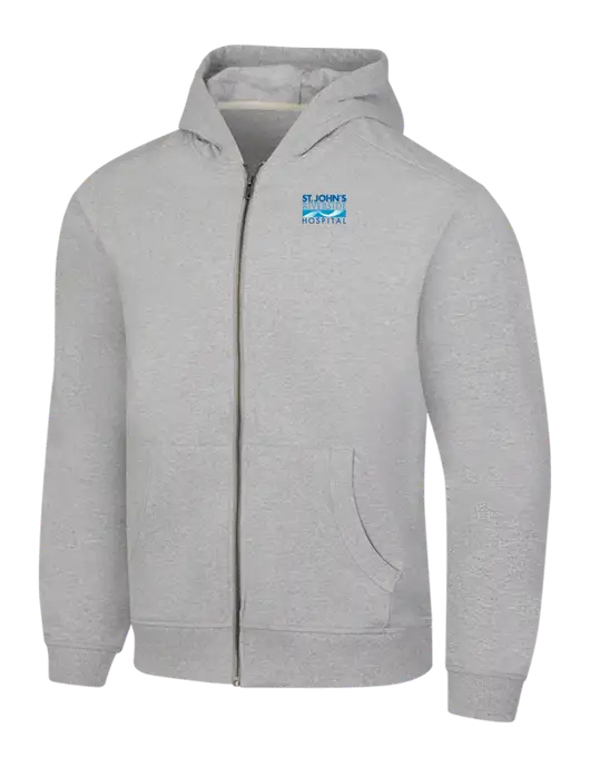 Light Grey Heather Re-Fleece Full-Zip Hoodie w/St. John's Riverside Logo