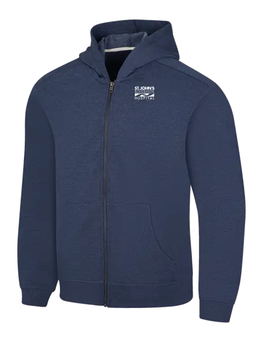 Navy Heather Re-Fleece Full-Zip Hoodie w/St. John's Riverside Logo