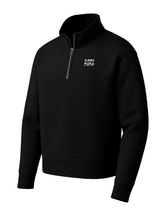 Mercer+Mettle Black Linear Texture Quarter Zip w/St. John's Riverside Logo