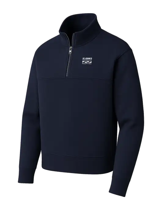 Mercer+Mettle Dark Navy Linear Texture Quarter Zip w/St. John's Riverside Logo