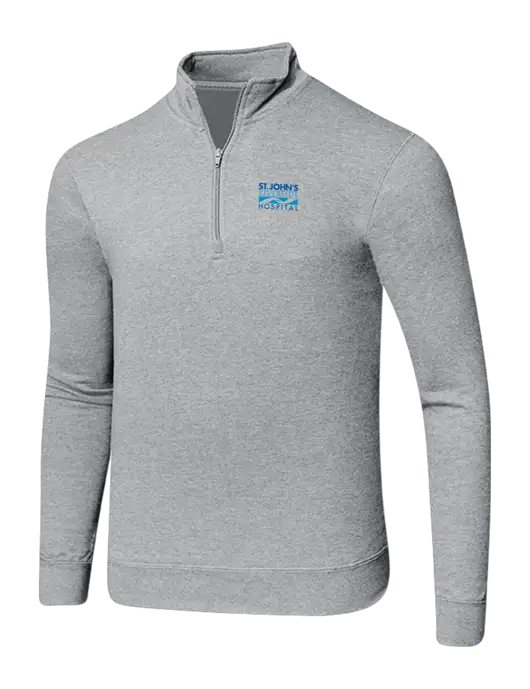 Light Heather Grey 8.5 oz Ring Spun 1/4 Zip Pullover Sweatshirt w/St. John's Riverside Logo