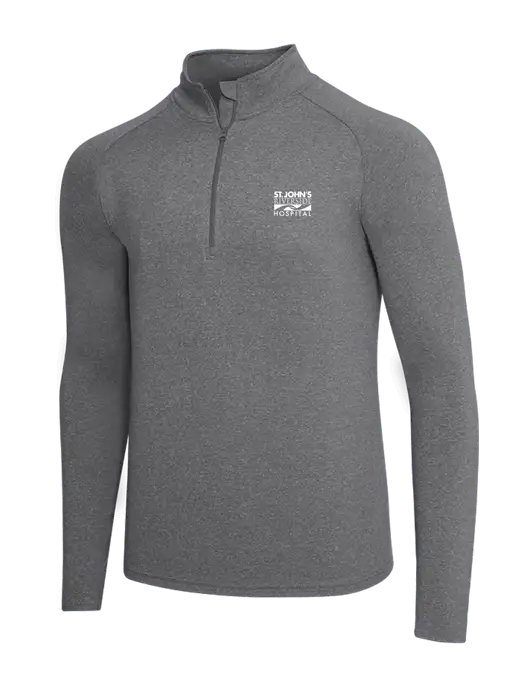 Dark Grey Heather Sport Wick Stretch 1/4 Zip Pullover w/St. John's Riverside Logo
