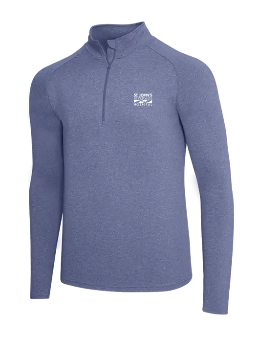 Navy Heather Sport Wick Stretch 1/4 Zip Pullover w/St. John's Riverside Logo